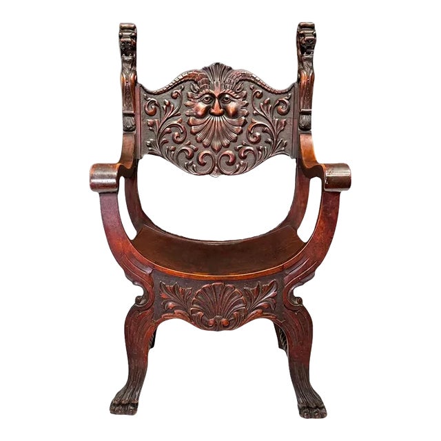 19th Century Walnut Savonarola North Wind Chair by Stomps-Burchardt Furniture Makers, Dayton, Ohio For Sale
