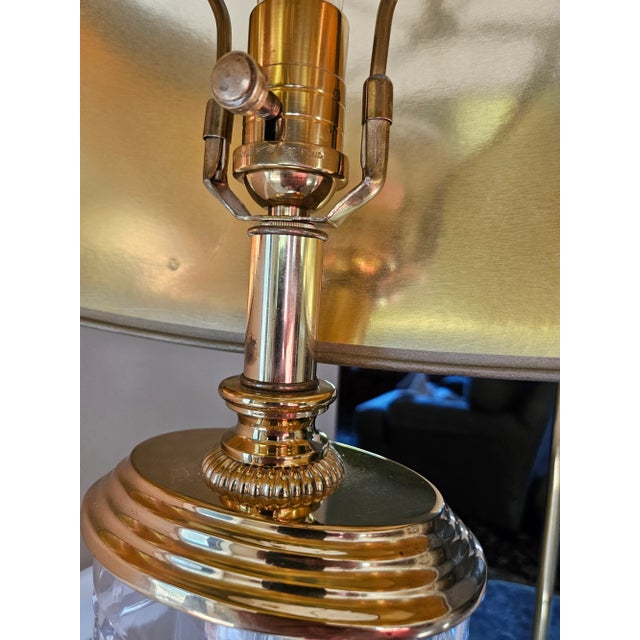 Waterford Overture Table Lamp in Cut Crystal and Brass For Sale - Image 9 of 11