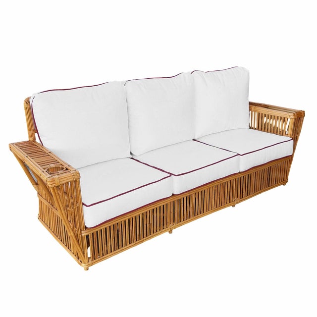 1990s Deco Style "Presidents" Stick Reed Rattan Nantucket Sofa/Lounge Living Room Set For Sale - Image 4 of 12