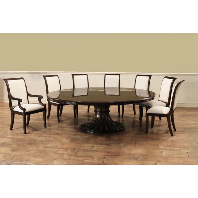 Set of 10 Solid Mahogany Dining Room Chairs With Crypton Performance Fabric For Sale - Image 12 of 16