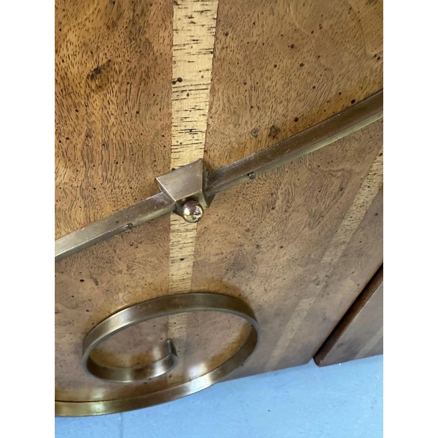 1950s Neoclassical Revival Sideboard in Pecan and Burl With Brass Scroll Details For Sale - Image 11 of 13
