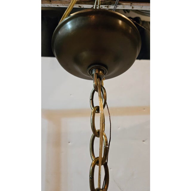 Antique Folk Art Stained Glass Pendant Fixture For Sale - Image 9 of 10