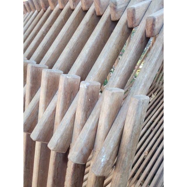 1970s Sculptural Slatted Wood Cocoon Daybed With Architectural Oval Frame For Sale - Image 11 of 17