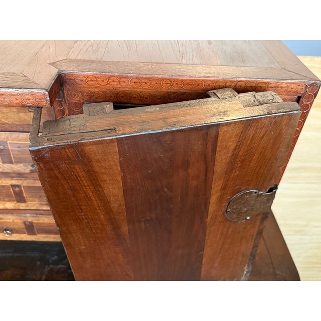 Early 19th Century Spanish Walnut Bargueño Cabinet on Stand With Iron Stretcher For Sale - Image 17 of 17