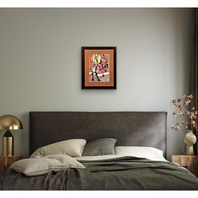 Geoffrey Key, Horse with Rising Sun, 1989, Watercolour, Framed For Sale - Image 11 of 18