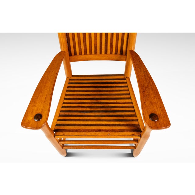 Brown Rustic Americana Hand-Crafted 19th Century-Styled Cottage Armchair in Solid Maple & Walnut, Usa, C. 1940s For Sale - Image 8 of 18