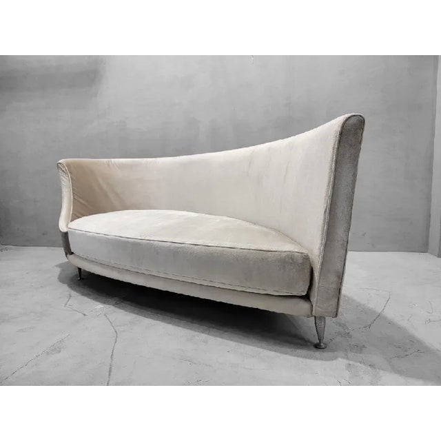 Wood Vintage Modern Italian Moroso NewTone Drop Left Sofa Reupholstered in Velvet For Sale - Image 7 of 9