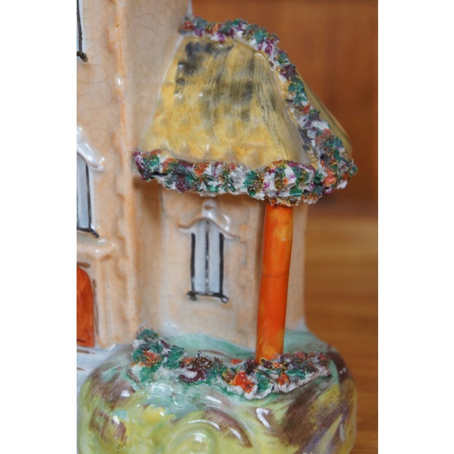 Peach Antique 19th Century English Staffordshire Porcelain Manor House Figurine For Sale - Image 8 of 12