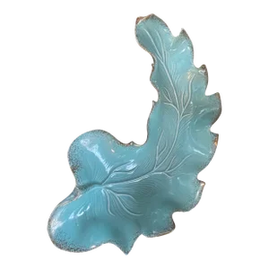 1960s California Originals #107 Mid-Century Turquoise Leaf Tray/Dish