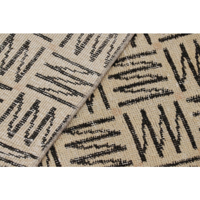 Textile Vintage Zeki Müren Rug With Beige With Brown Geometric Patterns | Rug & Kilim For Sale - Image 7 of 7