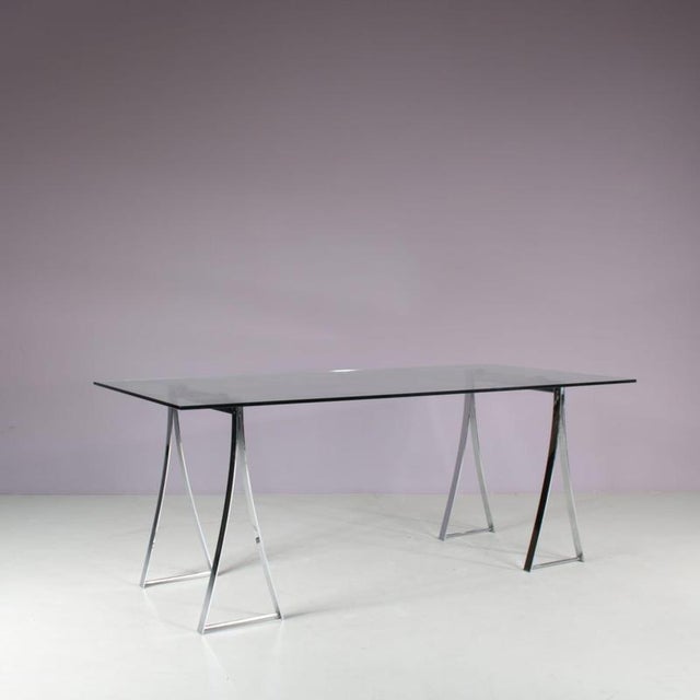 Glass T07 Trestle Dining Table by Peter Ghyczy, Netherlands, 1970s For Sale - Image 7 of 13