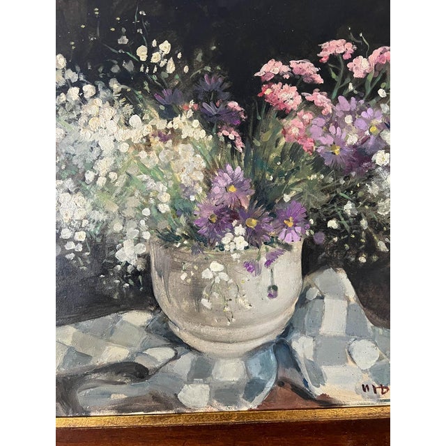 French Maryse Ducaire-Rogue French Floral Bouquet Oil Painting For Sale - Image 3 of 7