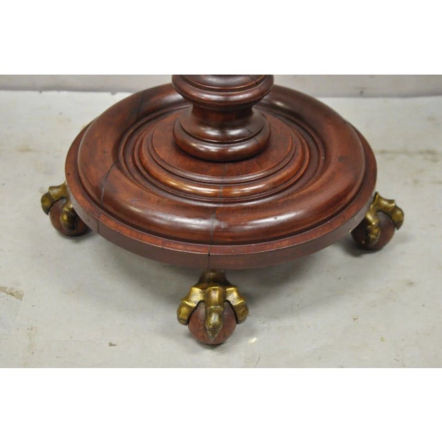 Brown Antique Empire Victorian Walnut Barley Twist Spiral Carved Pedestal Stand For Sale - Image 8 of 12