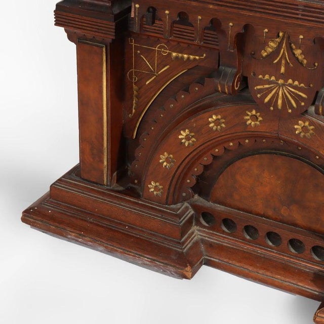 Eastlake Aesthetic Walnut Burl Hall Mirror Gilt Highlights C1870 For Sale - Image 15 of 18
