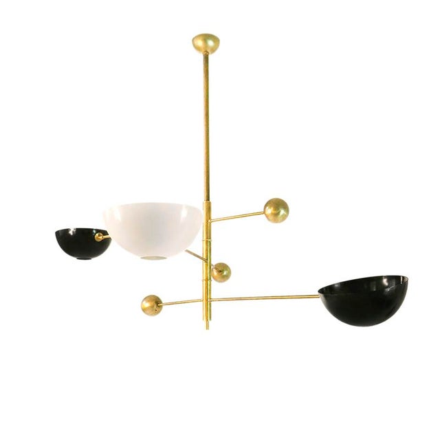Metal Italian Brass Adjustable Counterweight Lamp in the style of Stilnovo, 1960s For Sale - Image 7 of 7