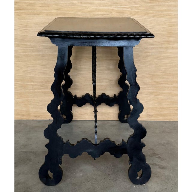 19th Century Ebonized Baroque Spanish Side Table with Lyre Legs For Sale - Image 11 of 18