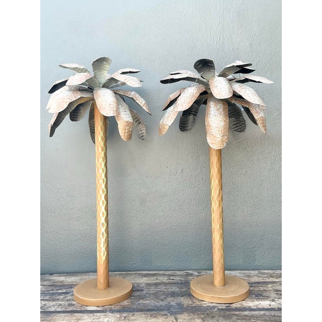 Vintage Punch Cut Tole Palm Trees - A Pair For Sale In West Palm - Image 6 of 12