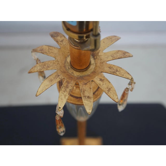 Gold Ethan Allen Regency Style Gold Finish Crystal Prism Lamp For Sale - Image 8 of 9