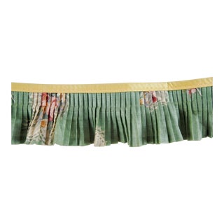Vintage Sage Green and Pink Pleated Chintz Floral Trim 5 Pieces For Sale