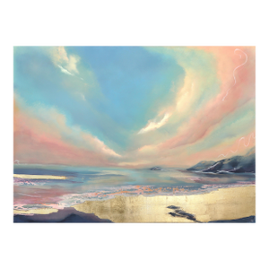 Whisper - Large Scale Pastel Tone Oceanscape Sunset Painting on Canvas Original Artwork by Charlotte Elizabeth