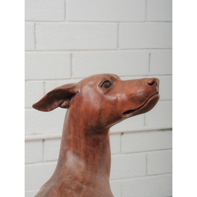 2020s Hand-Carved Wooden Greyhound Sculpture in Expressive Mid-Stride Pose For Sale - Image 5 of 5