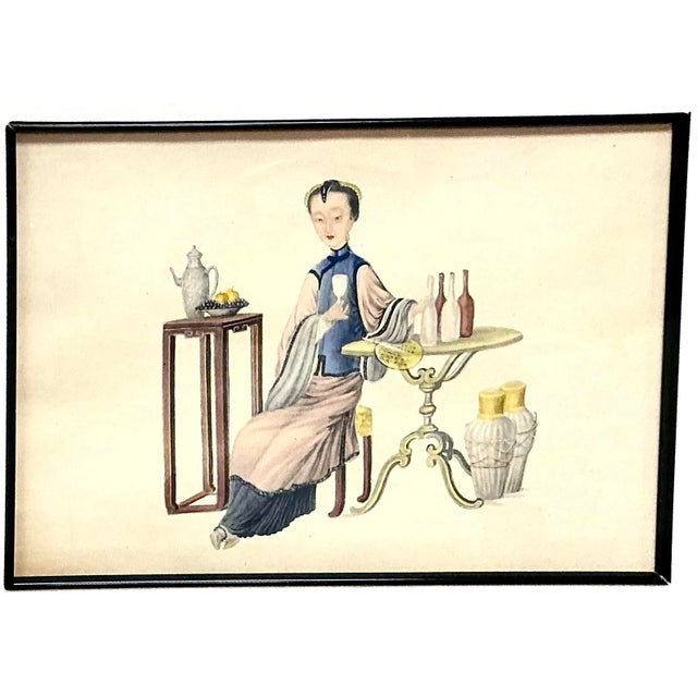 Set of Chinese Export Watercolor Paintings on Paper, Framed For Sale - Image 9 of 11