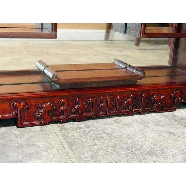 Vintage Chinese Solid Rosewood Oriental Wall Curio For Sale - Image 14 of 16