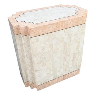 Postmodern Beige and Pink Tessellated Stone Table Base/Pedestal For Sale