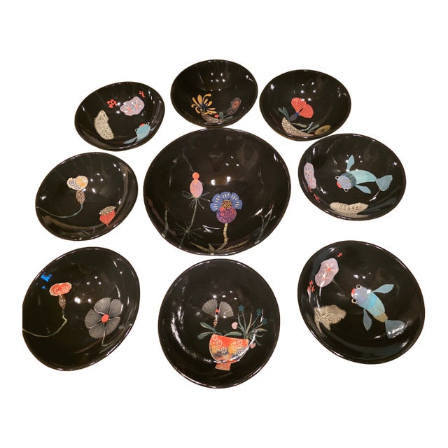 Austin Texas Art Pottery Serving Set by Sunyong Chang of Ginko Studios - Set of 9 For Sale