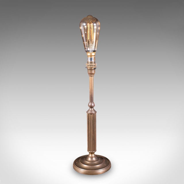 English Vintage Table Lamp Base, English, Nickel Brass, Decorative Accent Light, c.1980 For Sale - Image 3 of 10