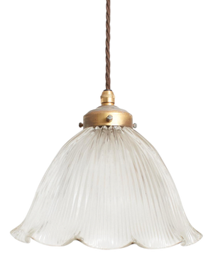 Vintage Reclaimed Holophane Glass Pendant Light, 1950s