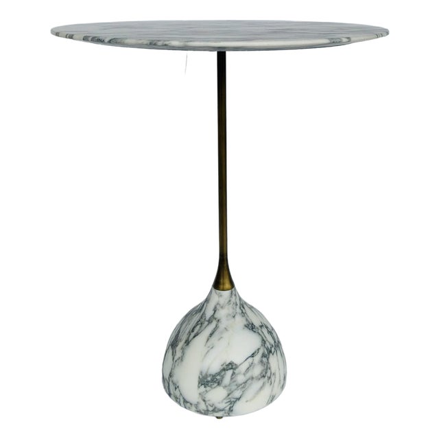 Revelation Modern Arabescato Marble Kiss Accent Table For Sale