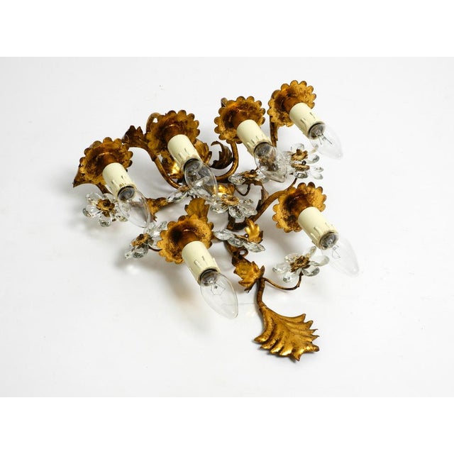 1960s Large Italian Gold Plated Wall Lamp with Six Sockets from Banci Firenze, 1950s For Sale - Image 5 of 18