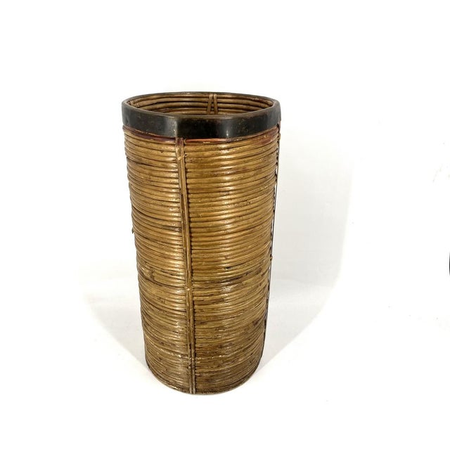 Italian Copper and Bamboo Umbrella Stand, 1960s For Sale - Image 4 of 8
