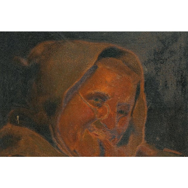 Victorian Interesting Antique 19th Century Monk Man Portrait Oil Painting Ornate Gold Frame Home Decor Wall Art For Sale - Image 3 of 13
