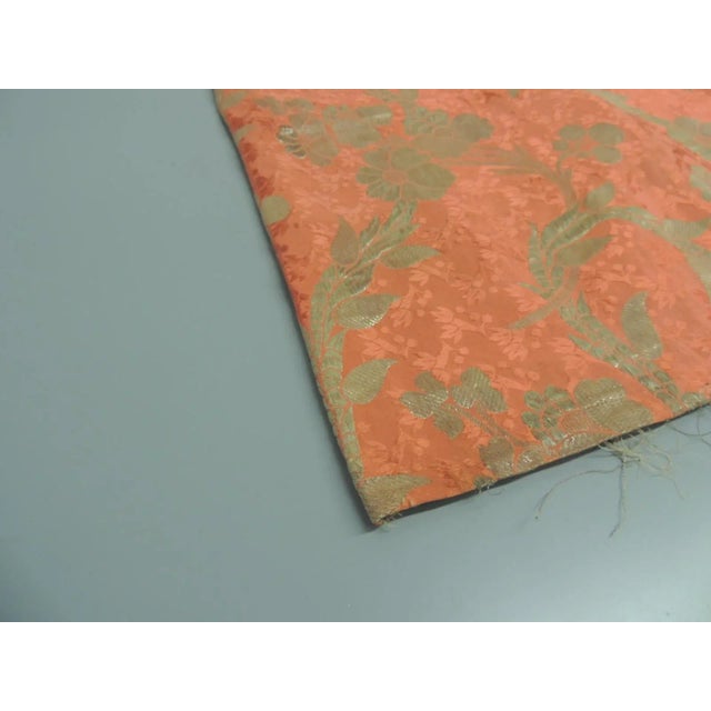 Antique Orange & Silver French Woven Textile Panel For Sale - Image 4 of 6