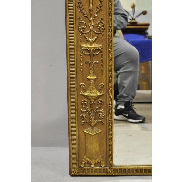 Antique French Neoclassical Gold Figural Gesso Large Trumeau Floor Mirror For Sale - Image 11 of 12