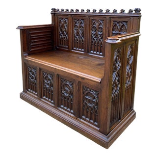 Antique French Gothic Revival Bench For Sale