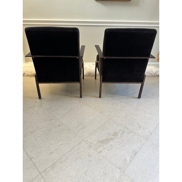 Vintage Custom Bernhardt Chocolate Brown Velvet & Iron Brutalist Lounge Chairs - A Pair For Sale - Image 13 of 15