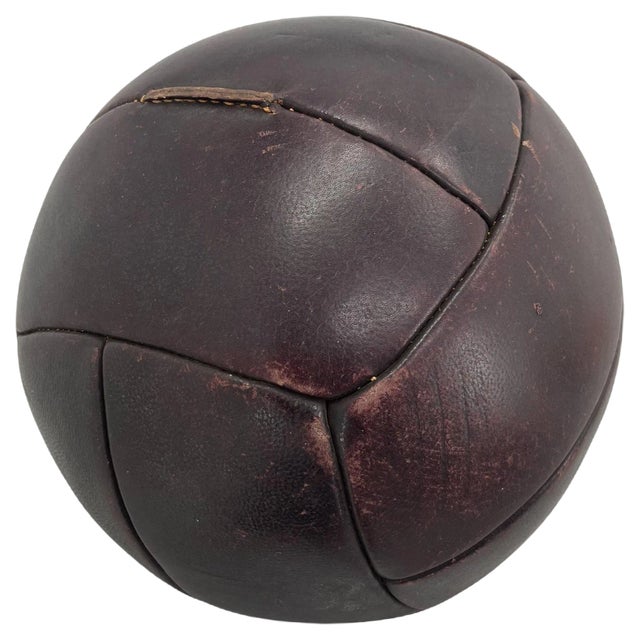 Vintage Mahogany Leather Medicine Ball, 1930s For Sale