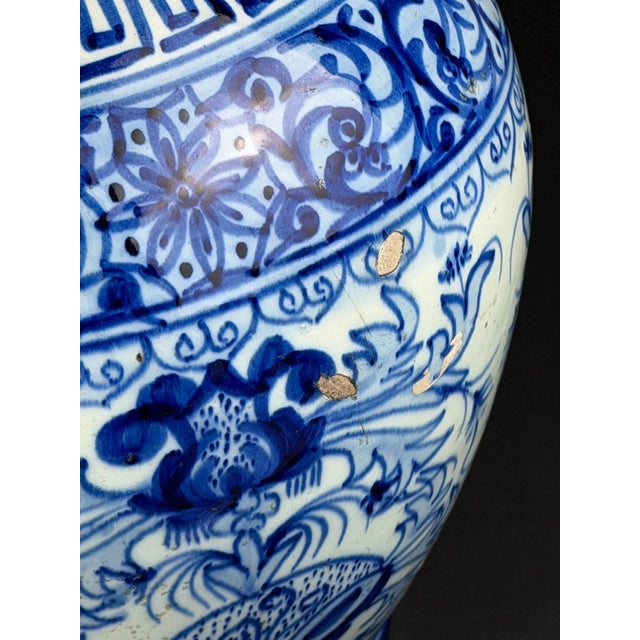 Spain Blue and White Faience Jar from Manises, 1800s For Sale - Image 6 of 12