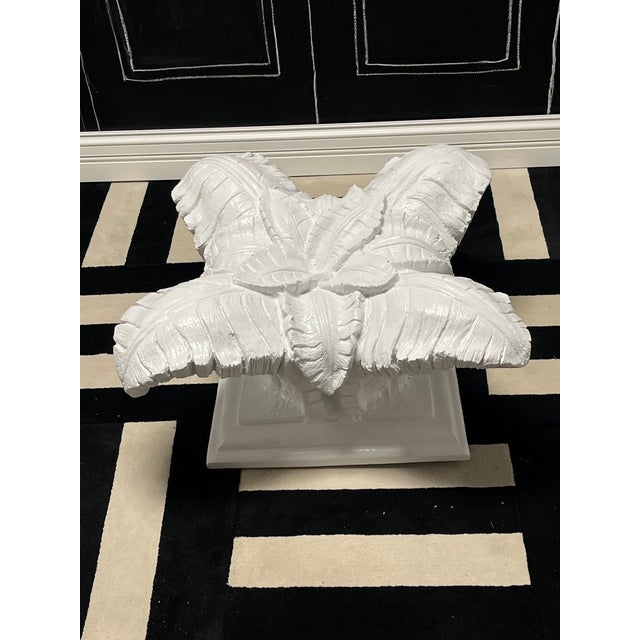 Hollywood Regency Vintage Like Serge Roche Hollywood Regency Palm Leaf Coffee Table Pedestal For Sale - Image 3 of 12