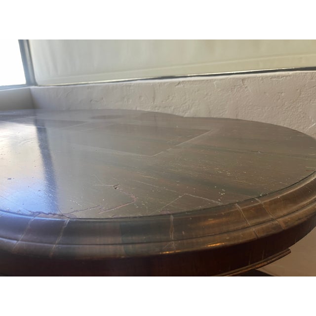 1980s Clover Leaf Pedestal Table in Dark Wood For Sale - Image 4 of 15