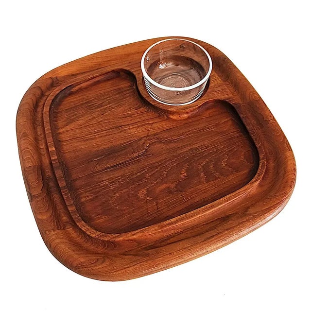 Mid 20th Century Dansk Teak Wood Snack Tray With Bowl by Jens H Quistgaard For Sale - Image 12 of 12
