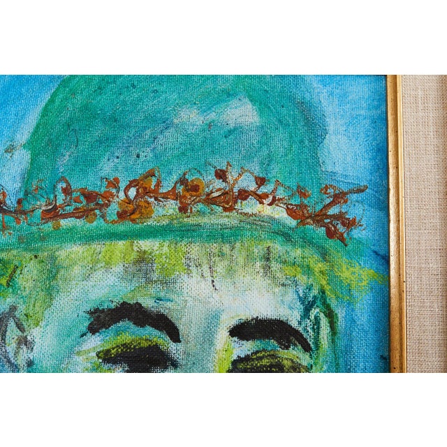 Sky Blue Pascal Cucaro, 1915-2003 Boy Wearing Hat Painting For Sale - Image 8 of 13