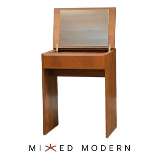 1960s Refinished Teak Mid Century Danish Desk Vanity For Sale