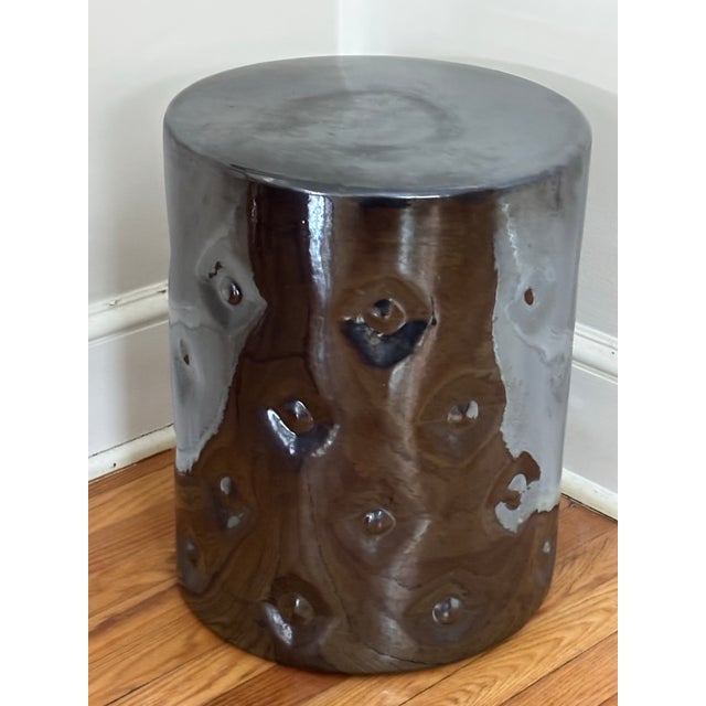 Ceramic 1990s Chinese Trompe-l'Oeil Tufted Terracotta Garden Stool For Sale - Image 7 of 7