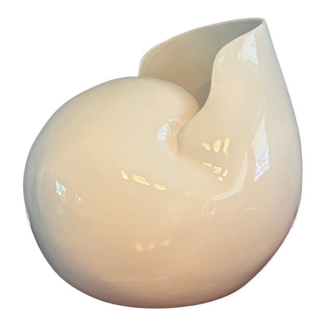 1970s Vintage Italian White Glazed Porcelain Nautilus Shell For Sale