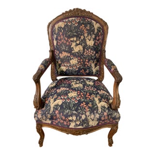 A Mid-19th Century Walnut Fauteuil in Louis XV Style. For Sale
