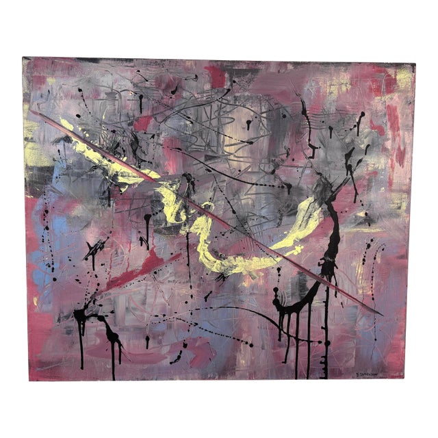 Late 20th Century Signed Abstract Painting by Dennis Sakelson - Acrylic on Cavas For Sale